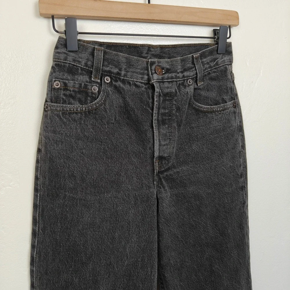 Vintage 90s Levis Women 701 Jeans 24 Black High Waisted Straight Leg Made in USA